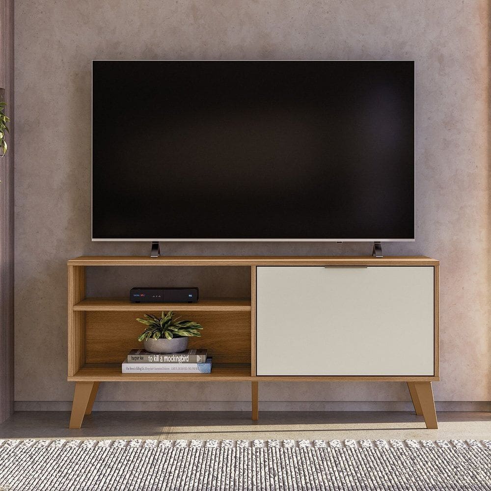 Rack para Tv até 50 Polegadas com 1 Porta Madri Marrom/Off White