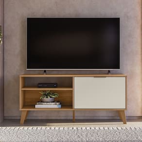 Rack para Tv até 50 Polegadas com 1 Porta Madri Marrom/Off White