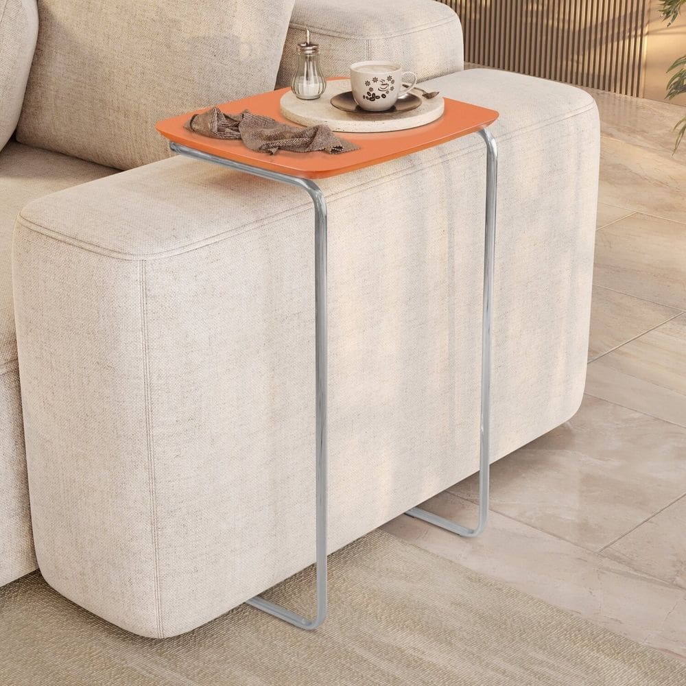 Mesa Lateral Ultraflex - Lf 5011 68x40x33 Cm Coral/Cromado