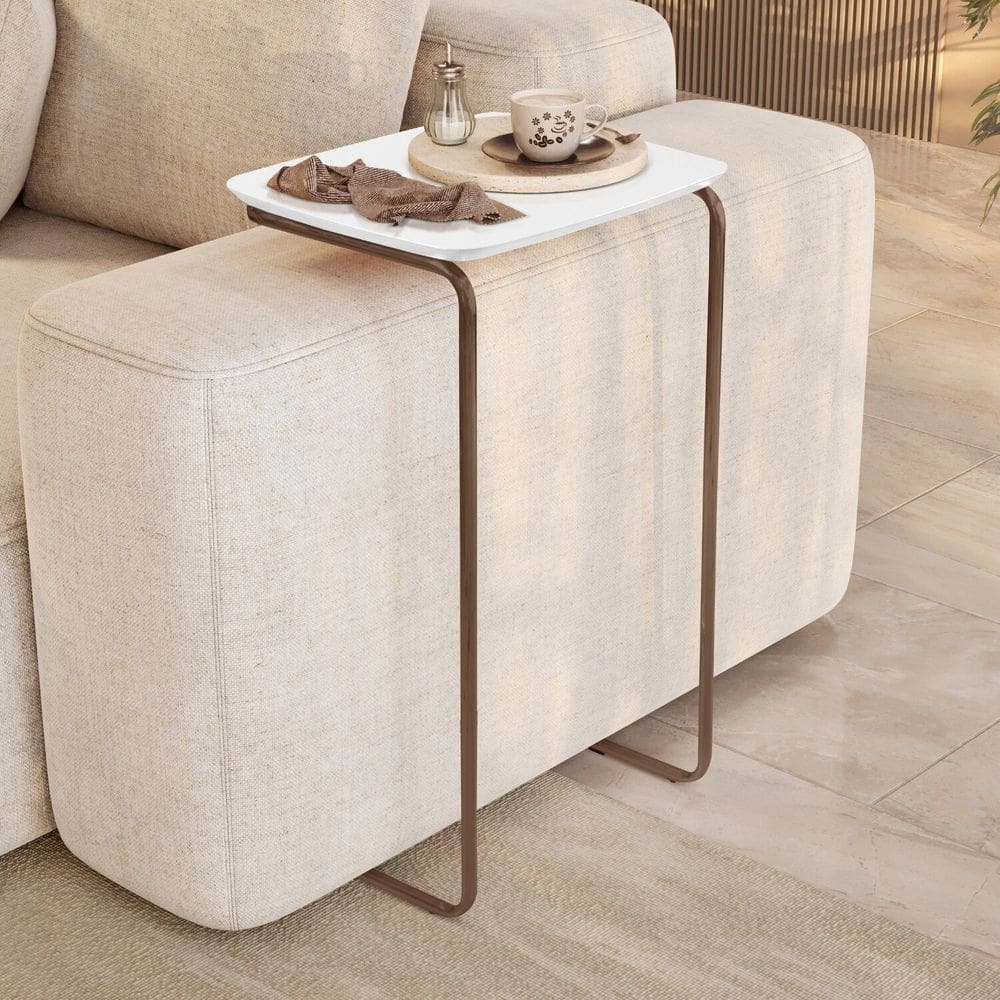 Mesa Lateral Ultraflex - Lf 5011 68x40x33 Cm Branco/Café