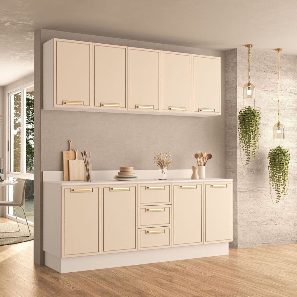 Armário Aéreo 3 Portas 120cm X 66cm X 30,5cm Branco/Creme