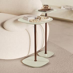 Conjunto Mesa Lateral Florença Alta e Baixa - Lf 049 Off White/Café