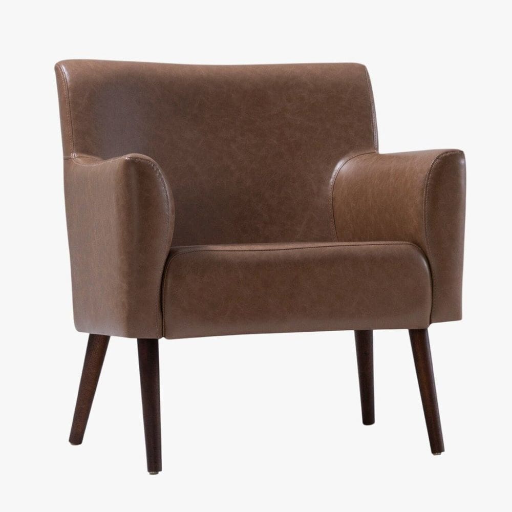 Poltrona Malbec Pés em Madeira 78x70x60 Cm Marrom/Marrom