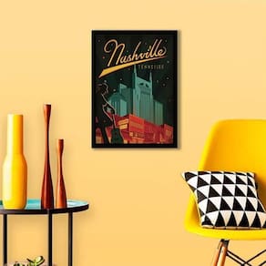 Quadro Cartaz Retrô Nashville 24X18Cm - Com Vidro