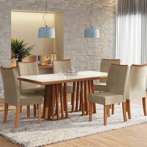 Conjunto Mesa Alteia com 6 Cadeiras 78x180x90 Canela/Cinza