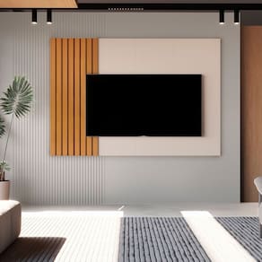 Painel para Tv Ripado Boto 1.8 136x180x4,5 Cm Off White/Marrom