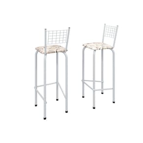 Kit com 2 Banquetas Tubular Iza 36cm X 41cm 96cm Arabesco/ Branco