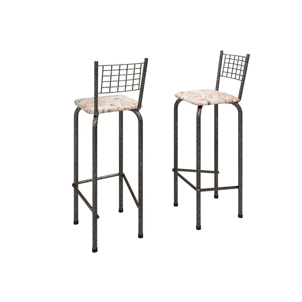 Kit com 2 Banquetas Tubular Iza 41cm X 36cm X 96 Cm Bege / Prata