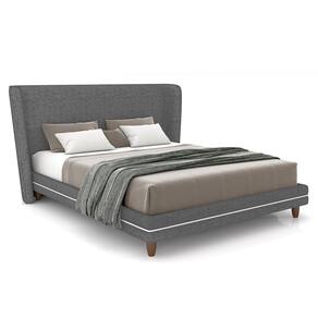 Cama Casal 140cm Com Cabeceira Many P02 Linho Cinza - Mpozenato