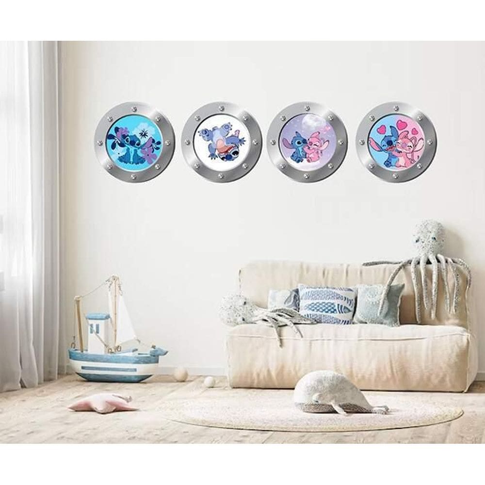 Adesivo De Parede Escotilha Stitch E Angel