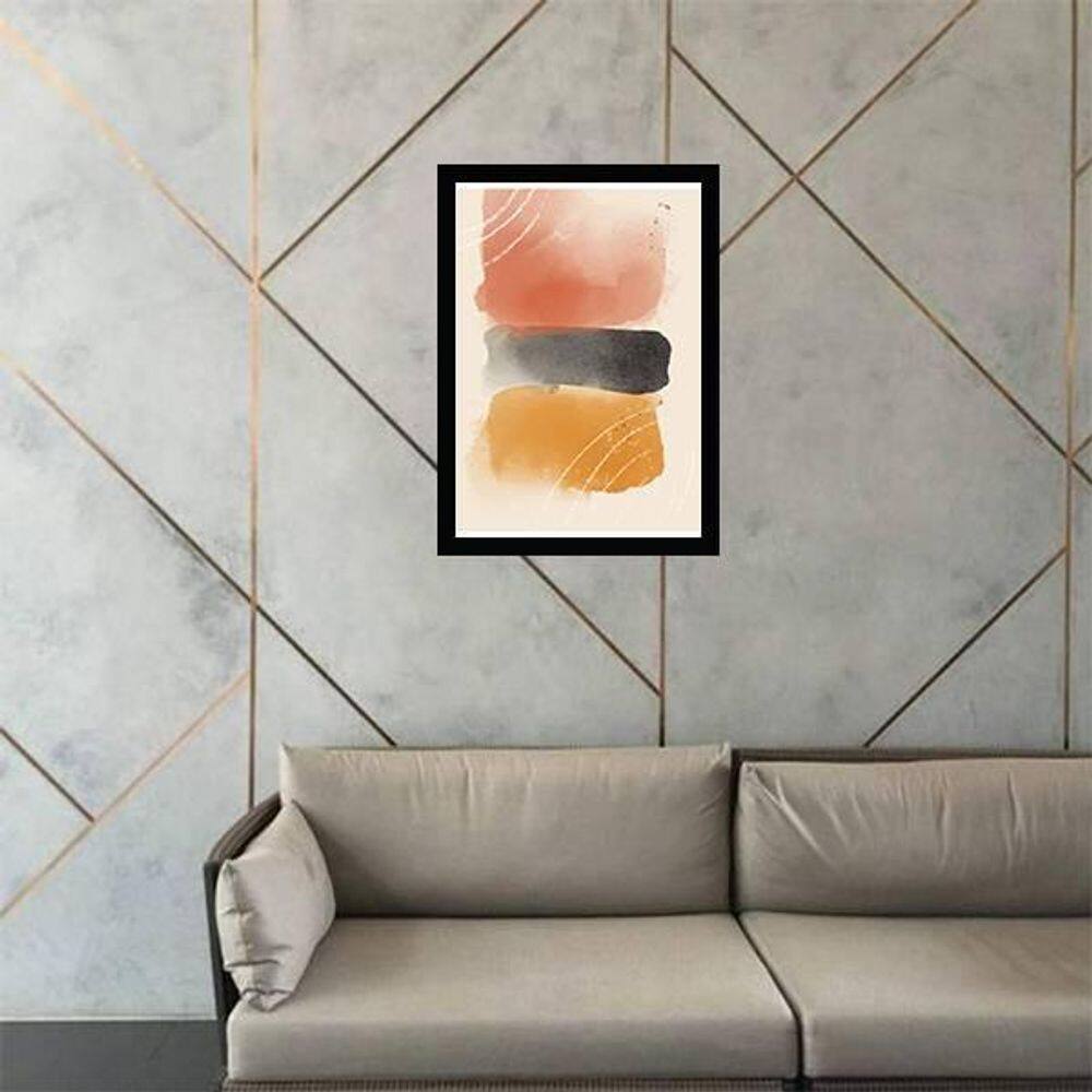 Quadro Abstrato Marrom E Preto I 24X18 Com Vidro - Preta