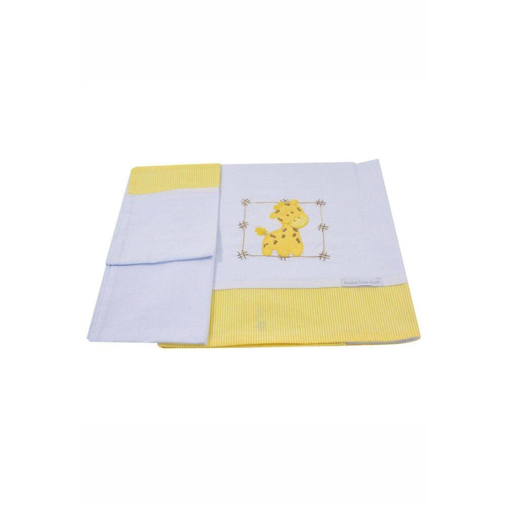 Lençol De Mini Berço Malha 03 Peças Girafa Amarelo