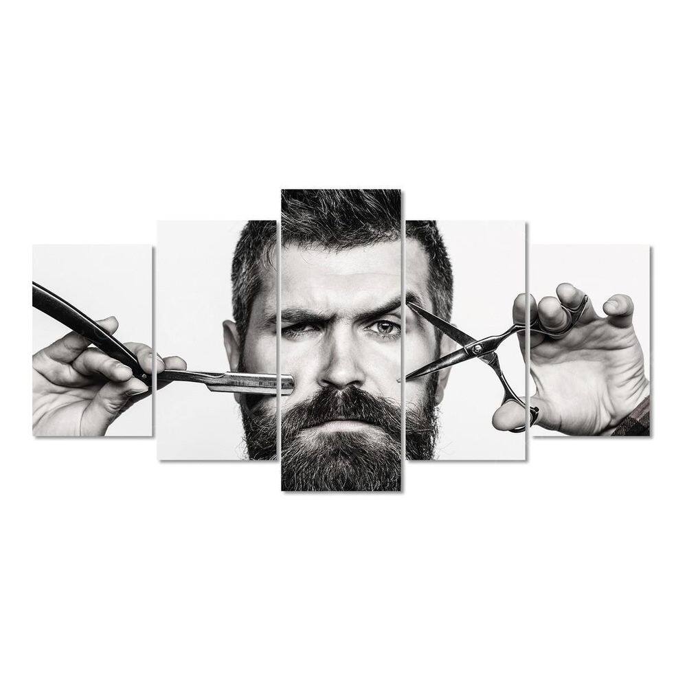 Quadro Decorativo Barbeiro Kyme 5 Peças 115 x 60 cm