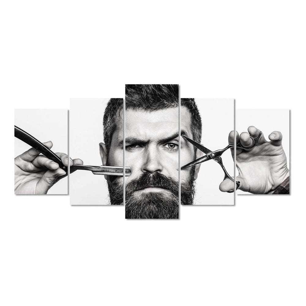 Quadro Decorativo Barbeiro Kyme 5 Peças 115 x 60 cm