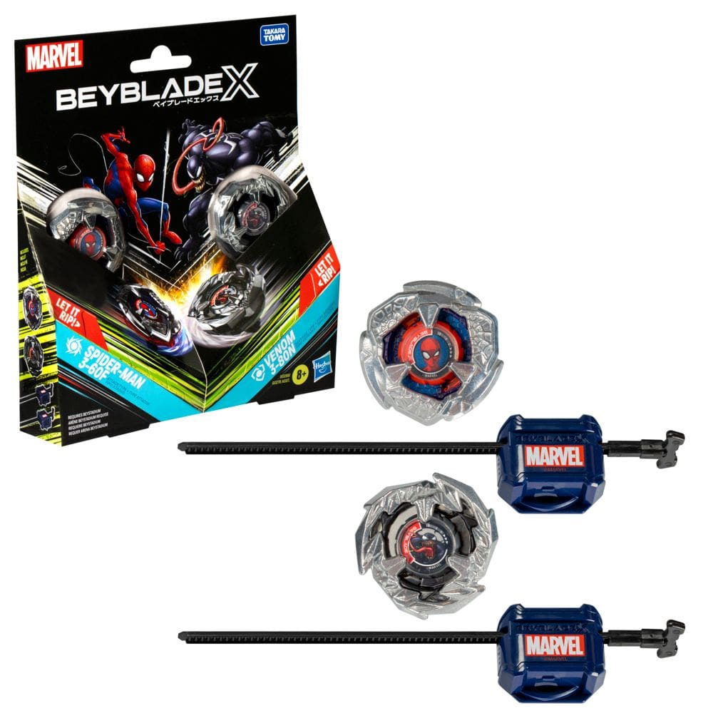 Beyblade X Marvel Collab Spider-Man 3-60F Vs. Venom 3-80N
