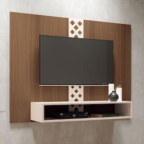 Painel TV 47 Pol 120cm Suspenso com Nicho Form Off/Castanho - HB Móveis