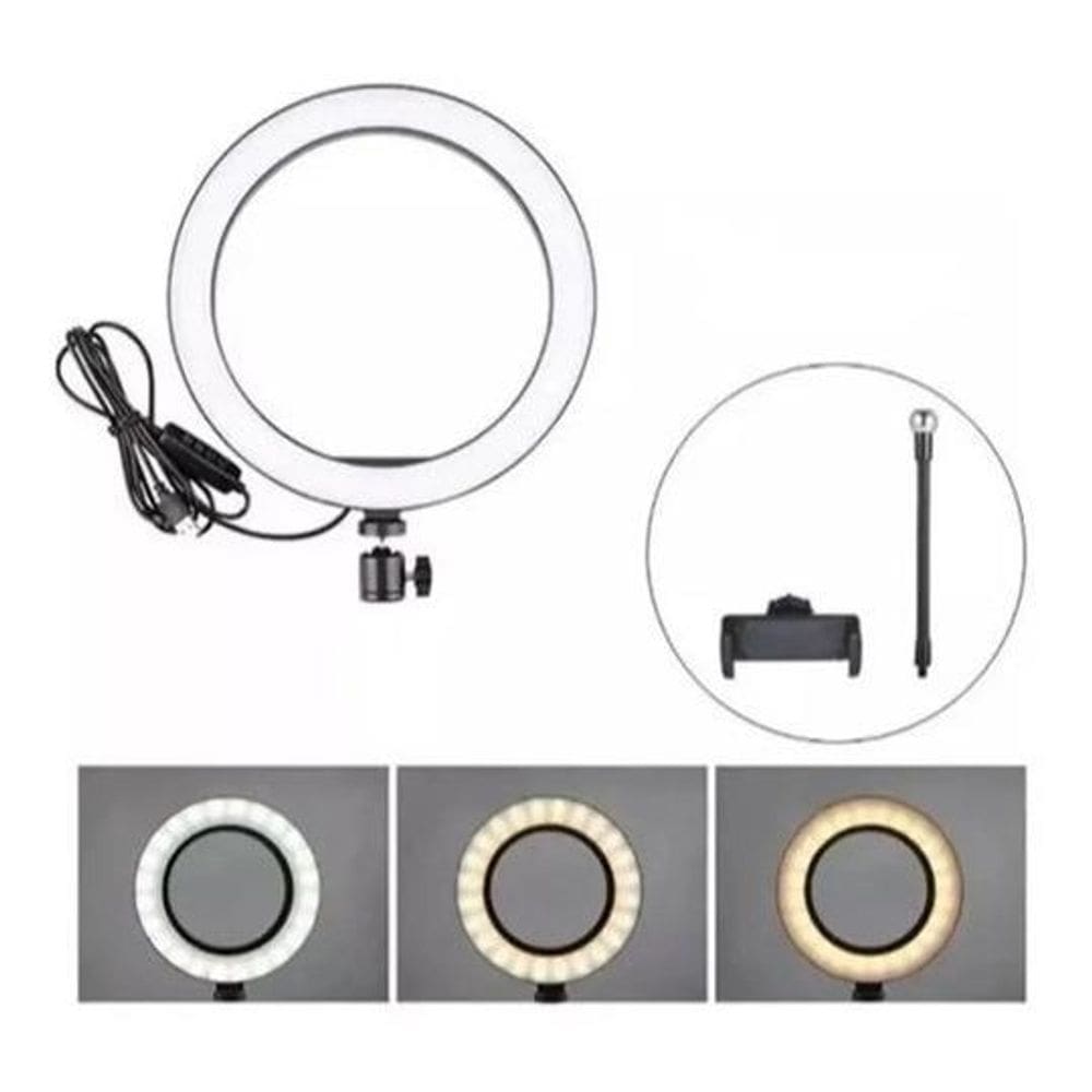 Led Ring Light 26Cm Para Maquiagem Fotos Com Suporte Celular