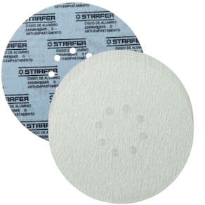 Kit 50 Disco de Lixa Branco com Fixação Autoadesiva Starfer 225mm Grão 180 para Lixadeira
