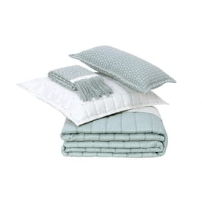 Kit Cobre Leito Diana King Verde Malva 2,60 X 2,80 M 5 Peças