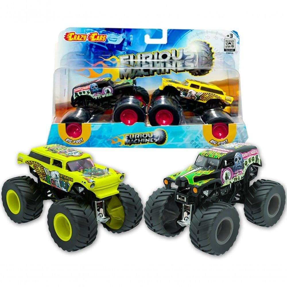 Kit 2 Carrinhos Furious Machine Monster Truck 1:64 Big Foot Fm010