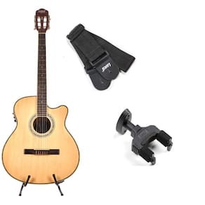 Kit Violão Natural Nylon+Suporte De Parede+Correia