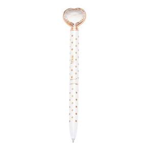 Caneta Esferográfica Coração de Diamante Poá Branco - Molin