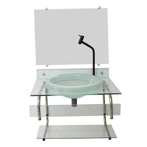 Gabinete Para Banheiro De Vidro Itxx 60Cm Inox Incolor