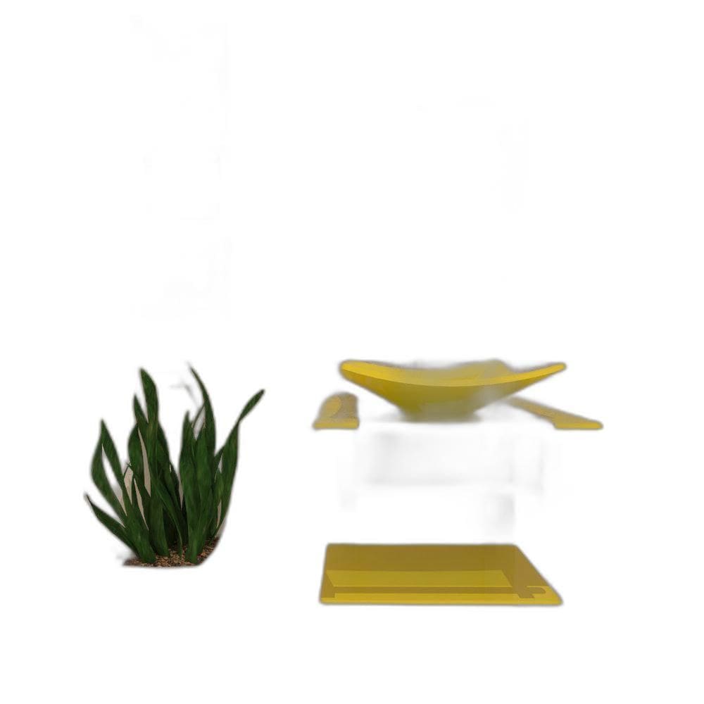 Gabinete De Vidro 45Cm Ac Com Cuba Quadrada - Amarelo