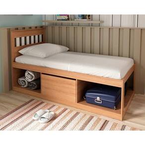 Cama Multifuncional Juvenil C- Nichos E Baú Cm8037 Amêndoa-branco - Tecno Mobili
