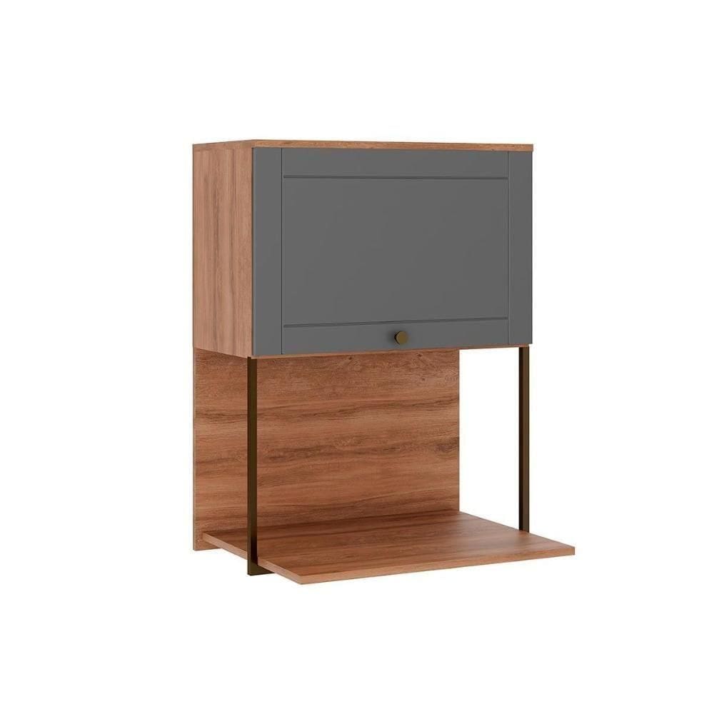 Armário Aéreo Cozinha Modulado Bella 2605 Com 1 Porta 60cm Nogal Cinza