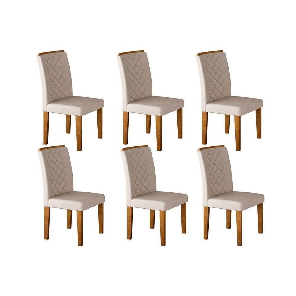 Kit 6 Cadeiras De Cozinha Jade 6 Un Imbuia Capuccino Suede Creme Rufato