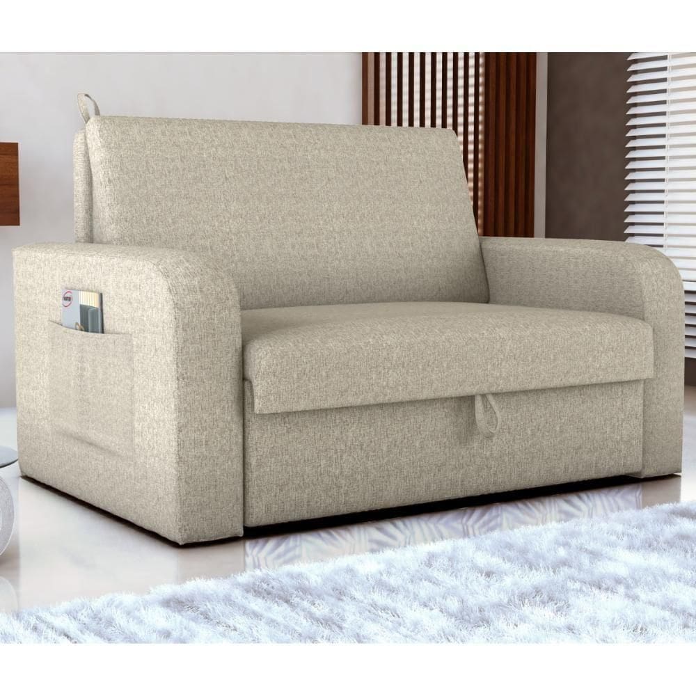 Sofá Cama Com Baú 2 Lugares Numey Linho