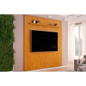 Home P- Tv Até 85 Pol Pratic Ripado C- 1 Prateleira 250x240cm Cedro - Dj Móveis