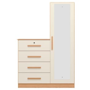 Cômoda Guarda-roupa Caribe 4 Gavetas 1 Porta Com Espelho Freijo Off White