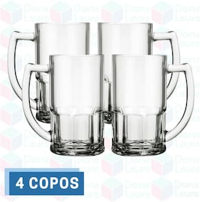 Jogo 4 Canecas Vidro Resistente 320ML Vitamina Smoothies