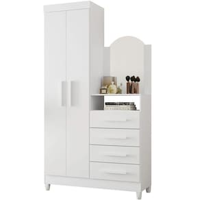 Guarda-roupa Solteiro Com Cômoda Capri 2 Portas Branco
