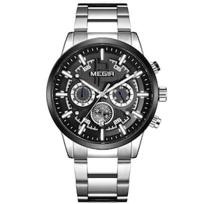 Relógio De Pulso Masculino Com Pulseira De Aço Inoxidáve Com Data Automática Impermeavel 3atm Prata