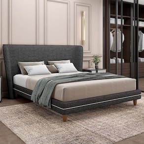 Cabeceira Cama Box Casal 140cm Nilo P05 Linho Cinza Escuro - Lyam Decor