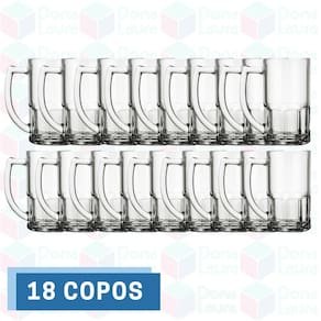 Jogo 18 Canecas Vidro Resistente 320ML Vitamina Smoothies
