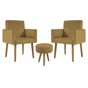 Kit 2 Poltronas Decorativa Consultorio Nina Com Puff Balaqui Cor:capuccino Capuccino