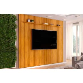 Home P- Tv Até 85 Pol Pratic Ripado C- 1 Prateleira 275x240cm Cedro - Dj Móveis