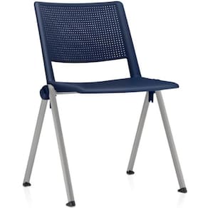 Cadeira Empilhável Fixa Lift F02 Base Aço Cinza Azul - Lyam Decor