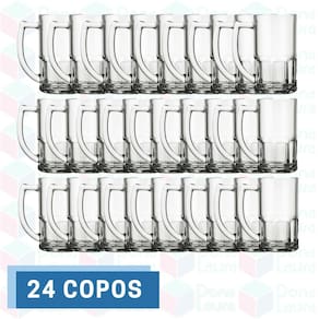 Conjunto 24 Canecas Vidro Vitamina 320ML Para Chopp Cerveja