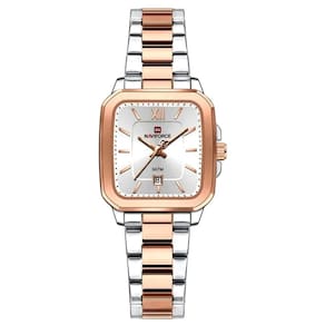 Relógio De Quartzo Feminino Casual Mostrador Quadrado Pulseira Em Aço Inoxidável Impermeavel Prata Rose