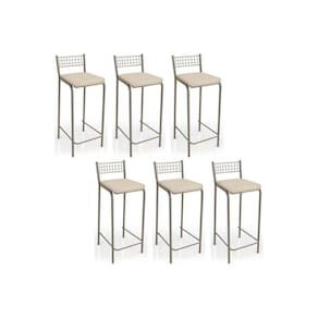 Banqueta De Cozinha Gênova B705 Kit 6 Un Niquel Nude 16