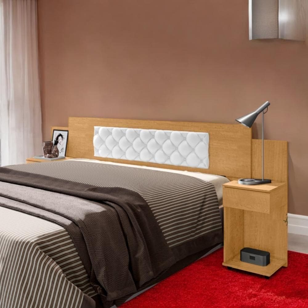 Cabeceira Ajustável Bruna Naturalle Com Capitonê Branco