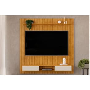 Painel Quarto P- Tv Até 70 Polegadas Lexus Ripado C- Prateleira E Nichos179x183cm Cedro-bali - Dj Móveis