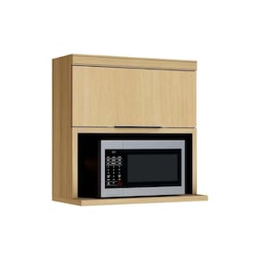 Armário Aéreo Cozinha Modulado Marquesa Com 1 Porta Basculante E Nicho Para Microondas 80cm Nature