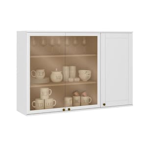 Armário Aéreo Para Cozinha Bella 2600 Com 3 Portas 2 Com Vidro 120cm Branco