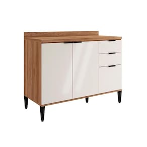 Balcão De Cozinha Modulado Alpha 2506 3 Portas E 2 Gavetas Com Tampo 120cm Freijó